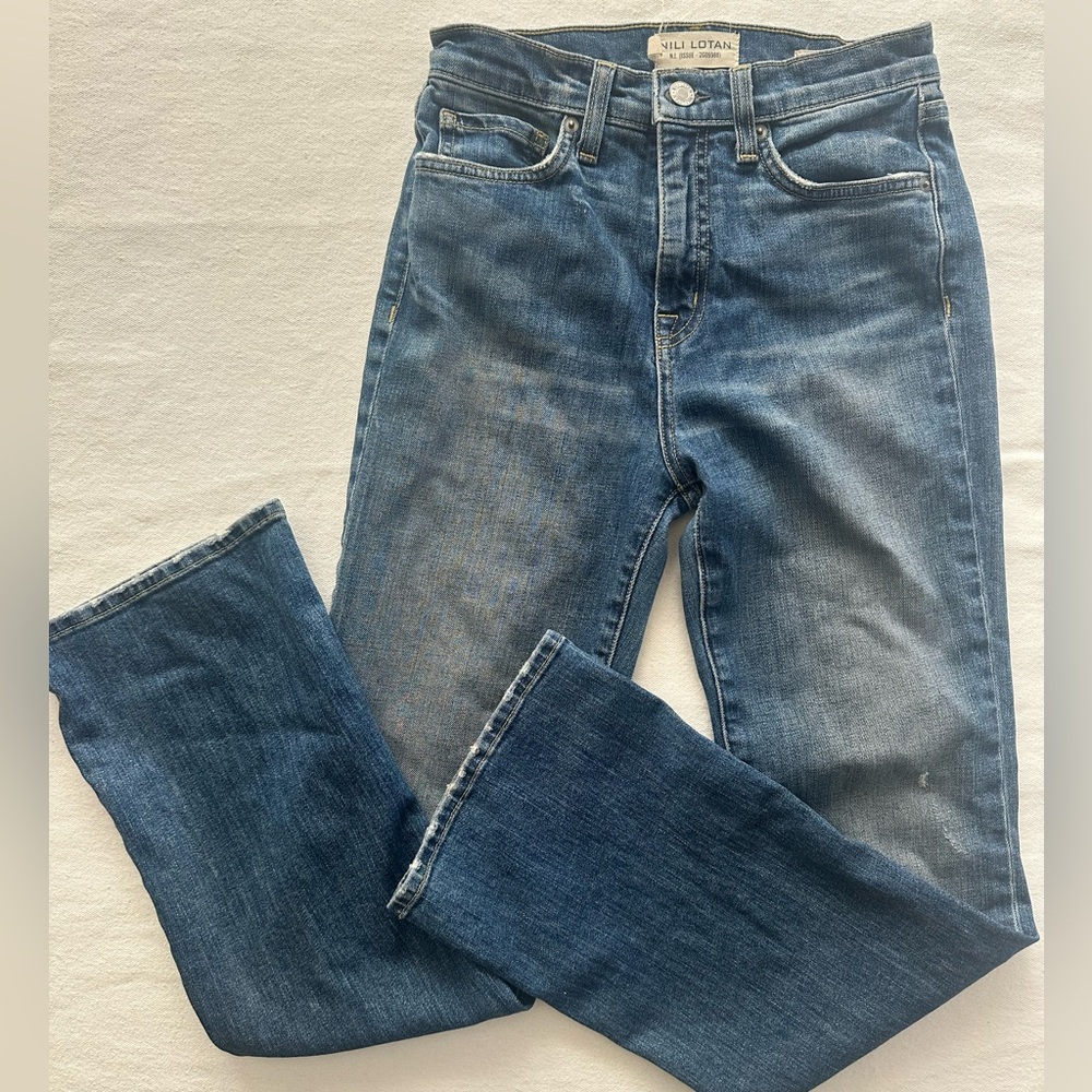 Nili Lotan Distressed Medium Blue Denim Jeans